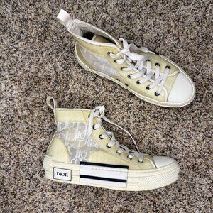 Dior White Oblique Mesh Rubber B23 High Top Sneakers Size 37